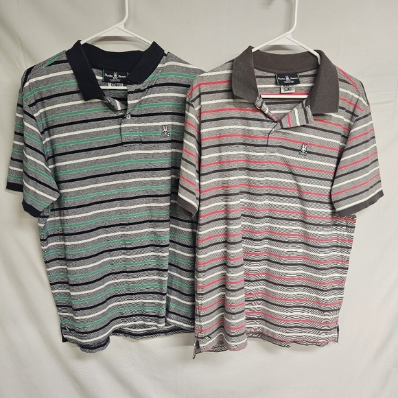 Psycho Bunny Other - Psycho Bunny Polo Shirt Men’s Size 6 LOT OF 2 Blue Green Red